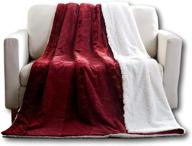 🛏️ tache merlot red bed blanket - embossed super soft warm sherpa fleece queen size throw blanket - 90 x 90 inch logo