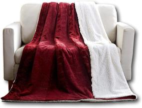 img 4 attached to 🛏️ Tache Merlot Red Bed Blanket - Embossed Super Soft Warm Sherpa Fleece Queen Size Throw Blanket - 90 x 90 Inch