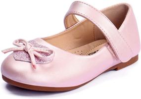 img 4 attached to Sparkle and Shine with ADAMUMU Toddler Ballet Flower Glitter Girls' Shoes: Comfortable Flats for Your Little Princess