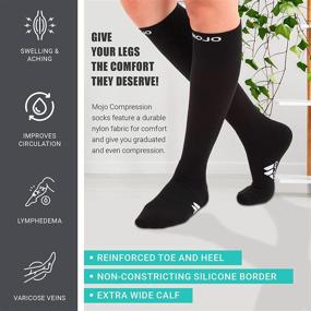 img 1 attached to 🧦 Mojo Compression Socks: 5XL Plus Size, X-Wide Calf & Ankle, Black - Knee Length, 20-30mmHg, XXXXX-L Sports Stockings