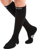 🧦 mojo compression socks: 5xl plus size, x-wide calf & ankle, black - knee length, 20-30mmhg, xxxxx-l sports stockings логотип