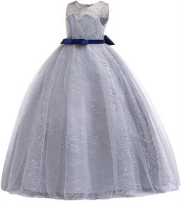 img 3 attached to 👸 Stunning Girls Princess Tulle Lace Flower Pageant Dress: Perfect Puffy Floor Length Wedding Bridesmaid Outfit & Party Tutu Maxi Gown