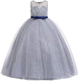 img 4 attached to 👸 Stunning Girls Princess Tulle Lace Flower Pageant Dress: Perfect Puffy Floor Length Wedding Bridesmaid Outfit & Party Tutu Maxi Gown