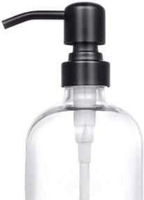 img 3 attached to Set of 2 Clear Glass Pint Jar Soap Dispensers with Matte Black Stainless Steel Pump - 16 oz Clear Boston Round Bottles Dispenser for Essential Oil, Lotion and Soap - Rustproof Pump