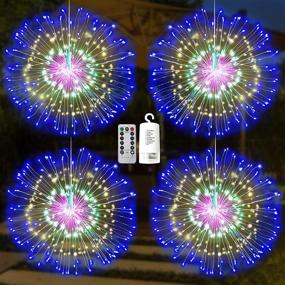 img 4 attached to 🎄 Enhance Christmas Home Décor with Joiedomi 4Packs Firework Copper Wire Hanging 200 LED Starburst Lights - Waterproof Indoor/Outdoor Decorations for Party, Wedding, Garden, Patio, and Bedroom