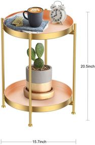 img 3 attached to 🌟 Stylish Round Gold Metal 2 Tier Tray Side Table for Small Spaces - Perfect Tea Table for Sofa Living Room