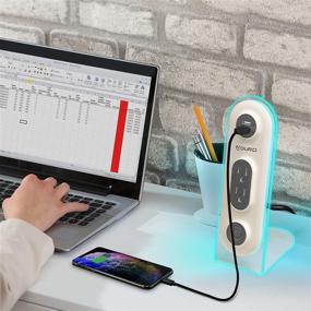 img 2 attached to 🔌 Aduro Dual USB Power Strip Charging Stand Hub Extension with Surge Protection for Phone, Laptop - White/Black (4ft Cord)