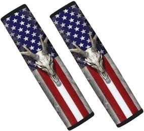 img 4 attached to SEANATIVE 2 Pcs Universal Car Seat Belt Pads Cover - Patriotic American Flag Deer Belt Strap Covers for Women Men Children Girls Boys, Safety Shoulder Straps Pads - Perfect Gifts