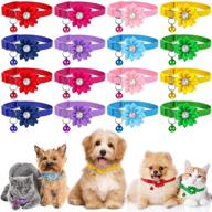 🌸 kacctyen 16pc dog collar flowers with bell: stylish bow tie for girls, cats, and puppies - adjustable, detachable pet collar accessory logo