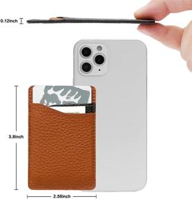 img 3 attached to 💼 Convenient Stick-on Genuine Leather Phone Card Holder - Brown