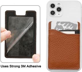 img 2 attached to 💼 Convenient Stick-on Genuine Leather Phone Card Holder - Brown