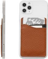 💼 convenient stick-on genuine leather phone card holder - brown logo