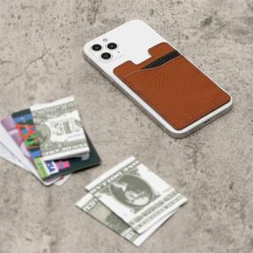 img 1 attached to 💼 Convenient Stick-on Genuine Leather Phone Card Holder - Brown