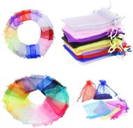 🎁 vibrant meetrade organza bags set - 100pcs mix color & 4 sizes, perfect for weddings, christmas parties, and gift favor packaging logo