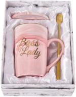 👩 boss lady coffee mug - women boss lady gifts, appreciation mug for boss day, 14oz gold printing, exquisite box packing with spoon and coaster logo