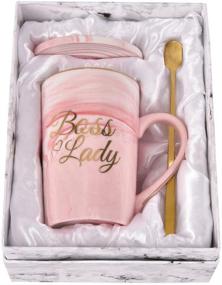 img 4 attached to 👩 Boss Lady Coffee Mug - Women Boss Lady Gifts, Appreciation Mug for Boss Day, 14oz Gold Printing, Exquisite Box Packing with Spoon and Coaster