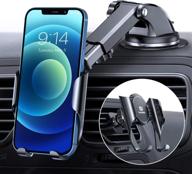 📱 desertwest car phone mount - universal cell phone holder [0.1s slide] for car dashboard, windshield, air vent - handsfree iphone car holder, compatible with iphone 12 pro max 11 8 se xs xr x galaxy s21 s20 logo