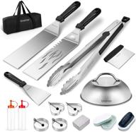 🔥 ultimate griddle accessories kit: 18pcs flat top grill tools set for outdoor bbq, teppanyaki and camping - includes cleaning tool, spatula, basting cover, tongs, scraper, carrying bag logo