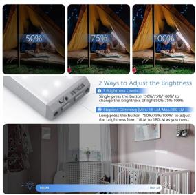 img 3 attached to 💡 Светильник с датчиком движения LED для шкафа - 30 LED подсветка под шкафом с регулируемой яркостью, портативный аккумуляторный с магнитом на приклеивающейся основе - активируемые по движению беспроводные светодиодные лампы для шкафа (набор из 3 штук)