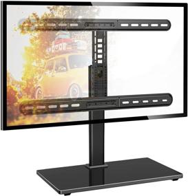 img 4 attached to 📺 Universal Swivel TV Stand-Table Top Base for 37-65 inch Flat Screen 4K TVs, Height Adjustable TV Stand Mount with Heavy Duty Tempered Glass Base VESA 600x400mm