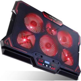 img 4 attached to KEYNICE Laptop Cooling Pad for 12-17 inch Laptops | 6 Quiet Fans | Dual USB Port | 5 Adjustable Wind Speeds | Red LED Lighting | Laptop Cooler for Gaming | Portable Notebook Cooling Fan