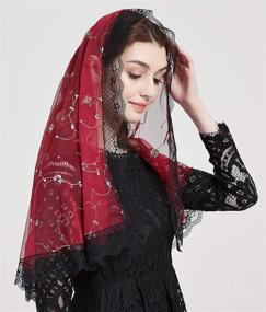 img 2 attached to Burgundy Women's Accessories and Special Occasion Accessories - Therese Little Flower Mantilla