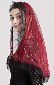 img 1 attached to Burgundy Women's Accessories and Special Occasion Accessories - Therese Little Flower Mantilla