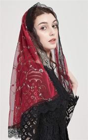 img 3 attached to Burgundy Women's Accessories and Special Occasion Accessories - Therese Little Flower Mantilla