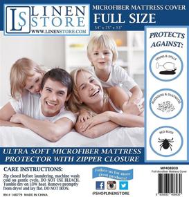 img 2 attached to 🛏️ Full Size Hypoallergenic Microfiber Zippered Mattress Cover - Bed Bug Shield & Dustmite Protector by Linen Store