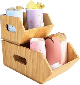 img 3 attached to Bamboo Kitchen Storage Box Set - Stackable Organizer (2 Count)