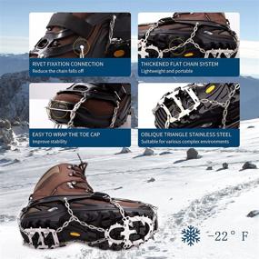 img 1 attached to Magi Casero Crampons Ice Snow Cleats: 18 Stainless Steel Spikes for Safe Traction & Protection During Hiking, Fishing, Walking & Jogging