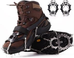 img 4 attached to Magi Casero Crampons Ice Snow Cleats: 18 Stainless Steel Spikes for Safe Traction & Protection During Hiking, Fishing, Walking & Jogging