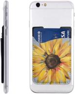 🌻 convenient stick-on sunflower cell phone card holder: id credit card wallet sleeve pocket for android and more logo