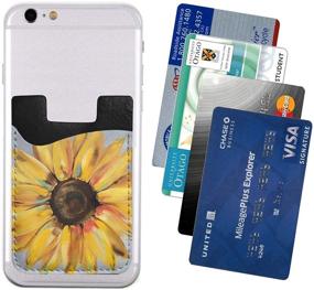 img 3 attached to 🌻 Convenient Stick-On Sunflower Cell Phone Card Holder: Id Credit Card Wallet Sleeve Pocket for Android and More