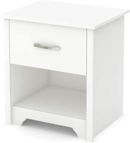 img 2 attached to 🌙 Stylish South Shore Fusion Nightstand: Pure White Design with Grooved Metal Handles