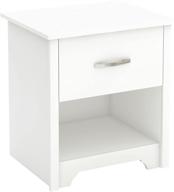 🌙 stylish south shore fusion nightstand: pure white design with grooved metal handles логотип