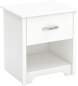 img 3 attached to 🌙 Stylish South Shore Fusion Nightstand: Pure White Design with Grooved Metal Handles