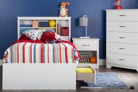 img 1 attached to 🌙 Stylish South Shore Fusion Nightstand: Pure White Design with Grooved Metal Handles