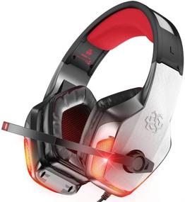 img 4 attached to 🎧 BENGOO V-4 Gaming Headset: Xbox One, PS4, PC, Controller, Noise Cancelling Over Ear Headphones with Mic, LED Light Bass Surround Soft Memory Earmuffs for Computer Laptop Mac Nintendo Switch -Red