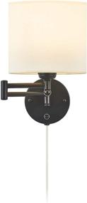 img 4 attached to 🔌 Plug-in Swing Arm Wall Sconce - 7" Shade Width, Opaque Ivory Linen Shade, 40W, 2-Way Installation (1 Light)