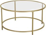 🌟 stylish vasagle round coffee table: elegant golden steel frame, tempered glass top, living room sofa table, stable & decorative, gold ulgt21g logo