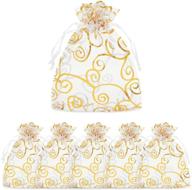 💍 свадебные органзовые подарочные мешочки с завязкой, дизайн "золотые вихри" - набор из 120 штук логотип