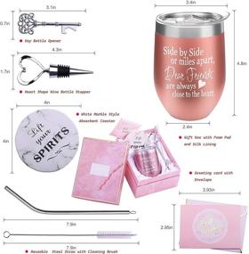 img 3 attached to 🎁 Birthday Gift Basket for Women - Funny Friendship Gifts for Best Friends, Sisters, Side By Side or Miles Apart - Includes 12oz Wine Tumbler with Lid, Straw, Opener, Coaster - Ideal for Her and Female Friends