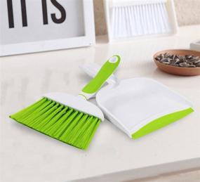 img 2 attached to 🧹 Mini Broom and Dustpan Set for Desk, Office, Kitchen, and Pet Nest - BSMstone Mini Whisk Set for Housekeeping, Everyday Cleaning Essential with Plastic Dustpan (Green)