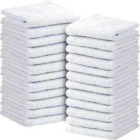 img 4 attached to 🏨 Asiatique Linen Premium Luxury 500 GSM Ultra-Soft White Washcloths (24 Pack), 12 x 12 Inch - 100% Ring Spun Cotton Hand & Face Towel – Ideal for Gym, Hotel, and Spa Use: Fingertip Wash Cloths, Dish Towels