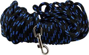 img 1 attached to 🐾 Dogs My Love 3/8" Braided Nylon Rope Tracking Dog Leash - Black/Blue, 15-60 Feet - Medium Training Lead