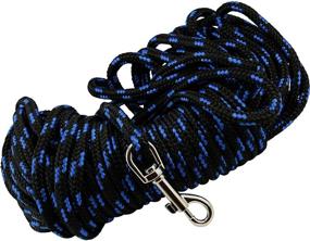 img 2 attached to 🐾 Dogs My Love 3/8" Braided Nylon Rope Tracking Dog Leash - Black/Blue, 15-60 Feet - Medium Training Lead