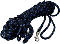 🐾 dogs my love 3/8" braided nylon rope tracking dog leash - black/blue, 15-60 feet - medium training lead logo