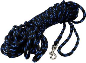 img 3 attached to 🐾 Dogs My Love 3/8" Braided Nylon Rope Tracking Dog Leash - Black/Blue, 15-60 Feet - Medium Training Lead