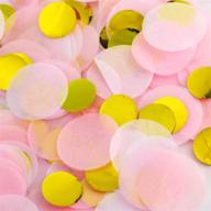 🎀 pink and gold round tissue confetti - perfect for girl baby shower, wedding, birthday party, and balloon decorations, 2.2oz logo